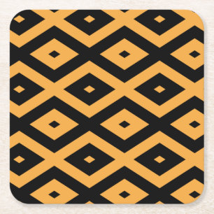Dessous-de-verre Carré En Papier Motif en diamant jaune et noir