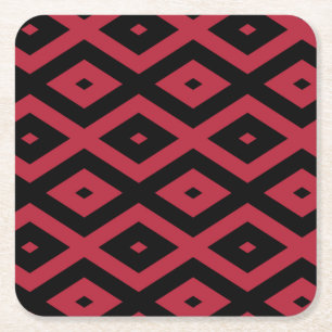 Dessous-de-verre Carré En Papier Motif en diamant rouge et noir