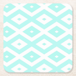 Dessous-de-verre Carré En Papier Motif en diamant Turquoise et blanc