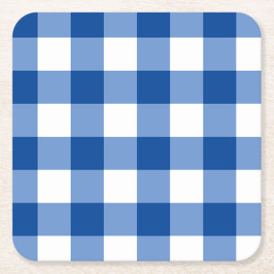 Dessous-de-verre Carré En Papier Motif en vichy bleu