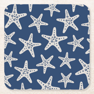 Dessous-de-verre Carré En Papier Motif Étoile de Mer Bleu