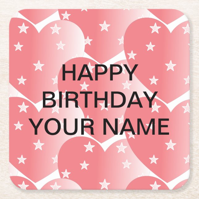Dessous-de-verre Carré En Papier Motif étoile rose (Devant)