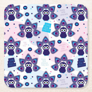 Dessous-de-verre Carré En Papier motif exotique de paon de l'Inde