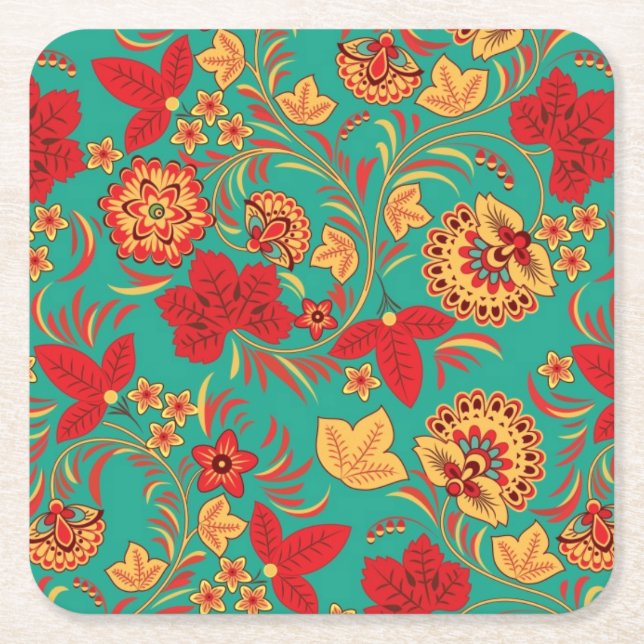 Dessous-de-verre Carré En Papier Motif floral 2 (Devant)