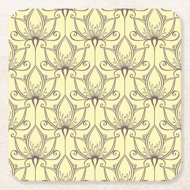 Dessous-de-verre Carré En Papier Motif floral à la crème (Devant)