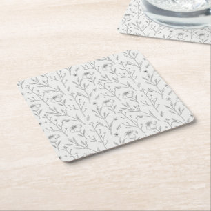 Dessous-de-verre Carré En Papier Motif floral botanique victorien sombre et maussad