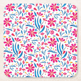 Dessous-de-verre Carré En Papier Motif floral d'aquarelle