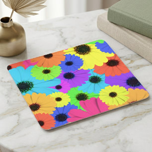 Dessous-de-verre Carré En Papier Motif floral de marguerite psychédélique coloré