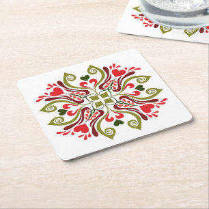 Dessous-de-verre Carré En Papier Motif floral de tulipe hongrois