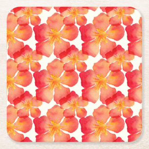 Dessous-de-verre Carré En Papier Motif floral d'oléandre orange