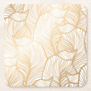 Dessous-de-verre Carré En Papier Motif floral d'or de damassé