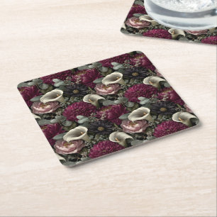 Dessous-de-verre Carré En Papier Motif floral lunatique avec dahlias et callas