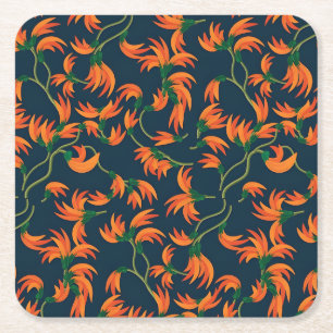 Dessous-de-verre Carré En Papier Motif floral orange fluide