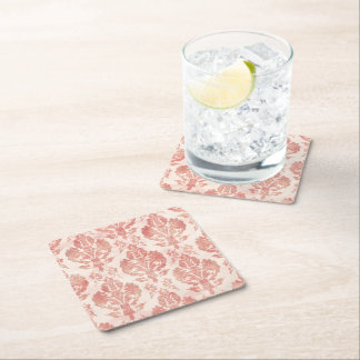 Dessous-de-verre Carré En Papier Motif Floral Vintage Papier Peint Aquarelle Rose