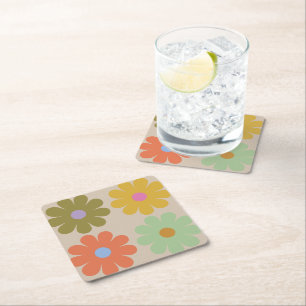 Dessous-de-verre Carré En Papier Motif floral vintage pastel simple