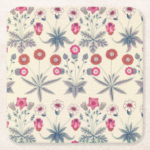 Dessous-de-verre Carré En Papier Motif floral William Morris Daisy rouge orange