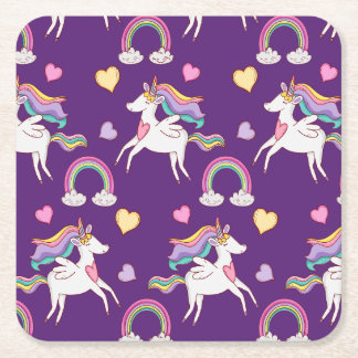 Dessous-de-verre Carré En Papier Motif Funny Unicorn Magique Cheval mignon