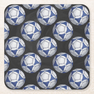 Dessous-de-verre Carré En Papier Motif Futbal bleu et blanc
