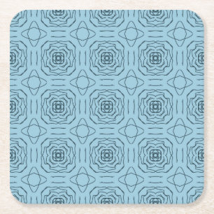 Dessous-de-verre Carré En Papier Motif géométrique bleu élégant en lignes continues
