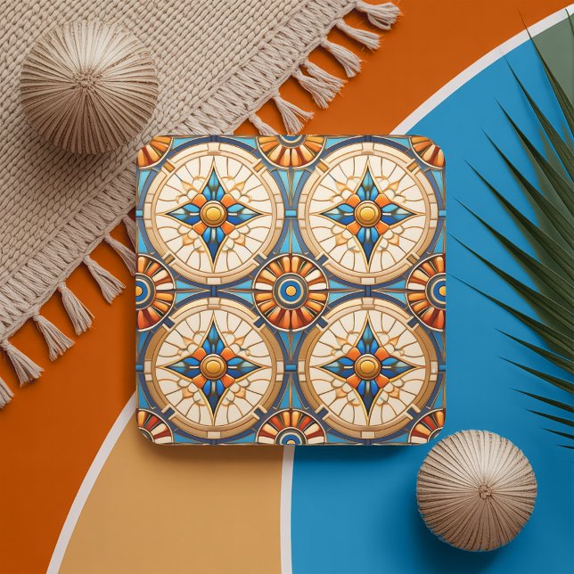 Dessous-de-verre Carré En Papier Motif géométrique Marocain Carrelage #2 Turquoise  (Créateur téléchargé)