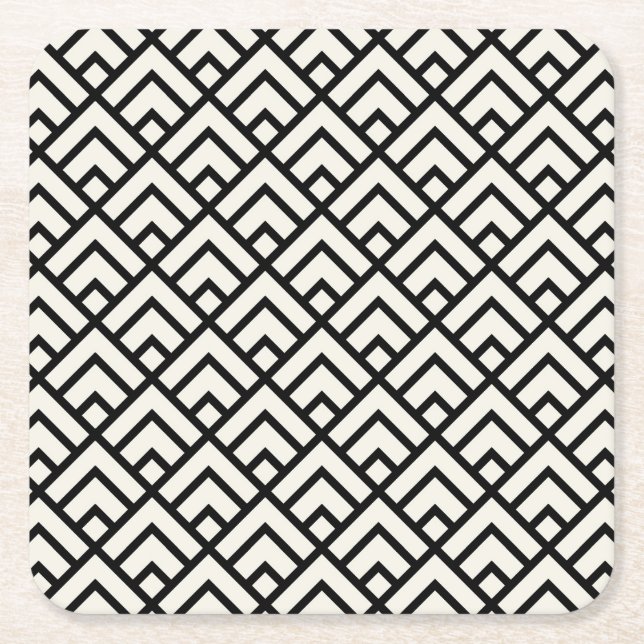 Dessous-de-verre Carré En Papier Motif géométrique noir et blanc (Devant)