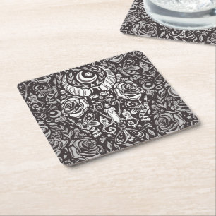 Dessous-de-verre Carré En Papier Motif gothique monochrome