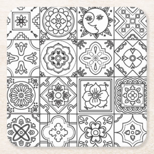 Dessous-de-verre Carré En Papier Motif inspiré de Talavera