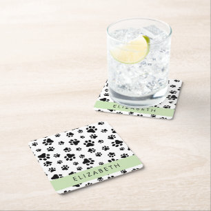 Dessous-de-verre Carré En Papier Motif mâle, Patrouilles de chien, Noir et Blanc, V
