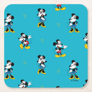 Dessous-de-verre Carré En Papier Motif Marin Vintage Mickey & Minnie Mouse