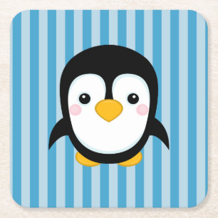 Dessous-de-verre Carré En Papier Motif mignon de rayures bleues de conception de