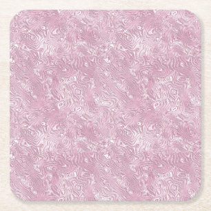 Dessous-de-verre Carré En Papier Motif Moire en Soie Marbrée en Rose Poussiéreux