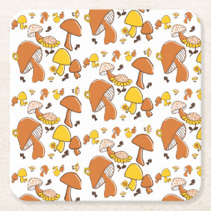 Dessous-de-verre Carré En Papier Motif nostalgique de champignons