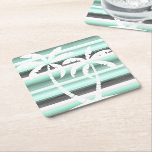 Dessous-de-verre Carré En Papier Motif Pastel Mint Green Grey