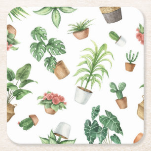 Dessous-de-verre Carré En Papier motif plante