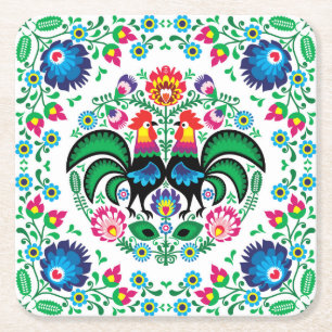 Dessous-de-verre Carré En Papier Motif polonais carré de coq