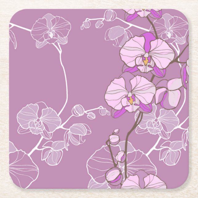 Dessous-de-verre Carré En Papier Motif pourpre d'orchidée (Devant)