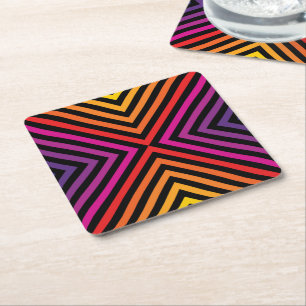 Dessous-de-verre Carré En Papier Motif psychédélique Rainbow Chevron