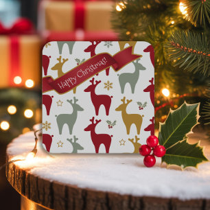 Dessous-de-verre Carré En Papier Motif Red Christmas Reindeer#12 ID1009