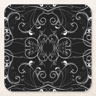 Dessous-de-verre Carré En Papier Motif Répétitif Floral Délicat en Blanc sur Fond N