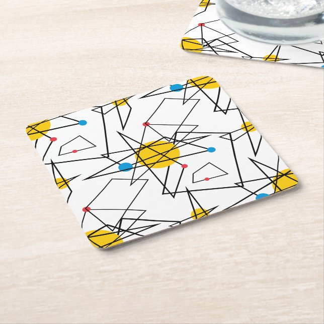 Dessous-de-verre Carré En Papier Motif rétro géométrique angulaire (Incliné)