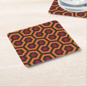 Dessous-de-verre Carré En Papier Motif rétro moderne orange rouge Brown Hexagon