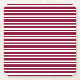Dessous-de-verre Carré En Papier Motif sans couture à rayures blanches et burgundy