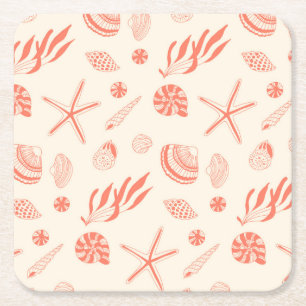 Dessous-de-verre Carré En Papier Motif sans joint avec coquillages