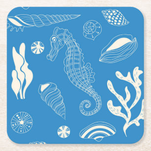 Dessous-de-verre Carré En Papier Motif sans joint avec coquillages