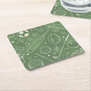 Dessous-de-verre Carré En Papier Motif sportif vert