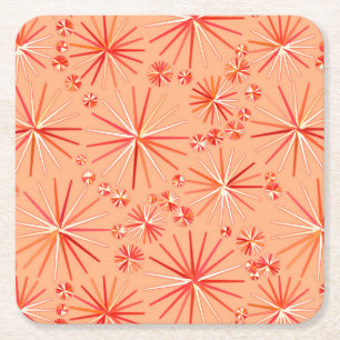 Dessous-de-verre Carré En Papier Motif Spoutnik du milieu du siècle, nuances de cor