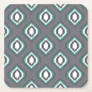 Dessous-de-verre Carré En Papier Motif tribal de rétro ikat géométrique