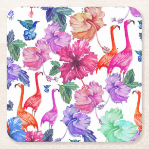 Dessous-de-verre Carré En Papier Motif tropical d'aquarelle