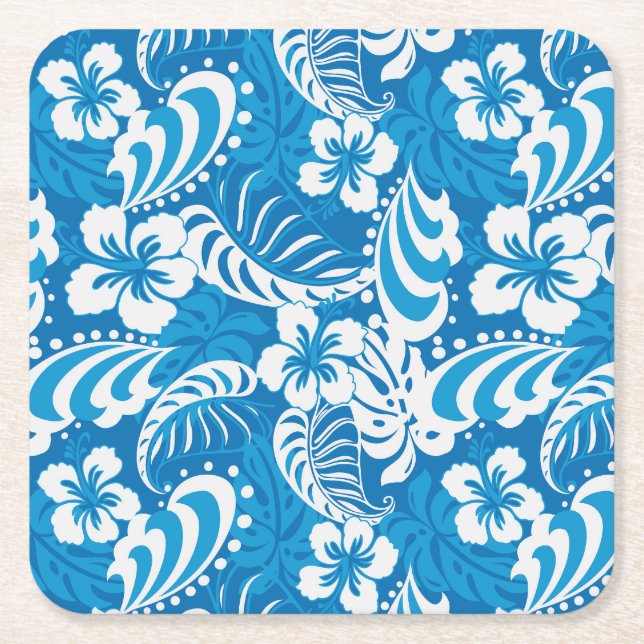 Dessous-de-verre Carré En Papier Motif tropical de ketmie (Devant)