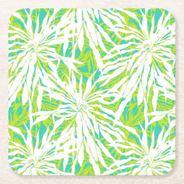 Dessous-de-verre Carré En Papier Motif tropical de palmettes (Devant)